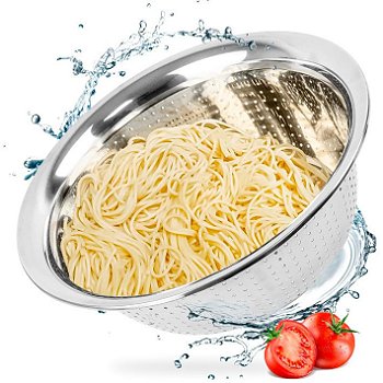 " Escorredor de Arroz de Inox & Legumes Frutas Multiuso Para Sua Cozinha Contém/ Alça Coador Peneira Drenagem Inoxidável"