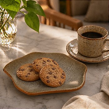 " Kit 6 Pratos De Sobremesa Em Cerâmica Orgânico Design Moderno Luxo Para Doces Café Mesa Posta"