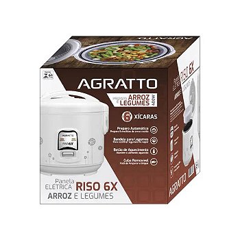 "Panela De Arroz Elétrica Riso PA6X Branco Agratto 127v/ 220v"