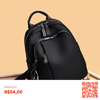 Mochila Feminina impermeável Escola resistente nylon tamanho médio com chaveiro (W-106)