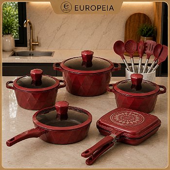 Jogo de Panelas Kit London Grill 17 peças Cerâmica Antiaderente Kit Completo Luxuoso
