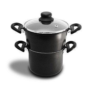 "Panela a Vapor Teflon 3 em 1 Cuscuz e Legumes - Fervedor N°14 Preto"