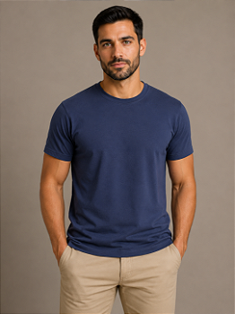 Camiseta Azul Marinho de Algodão Egípcio