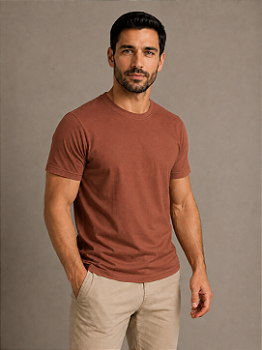 Camiseta Marrom de Algodão Egípcio