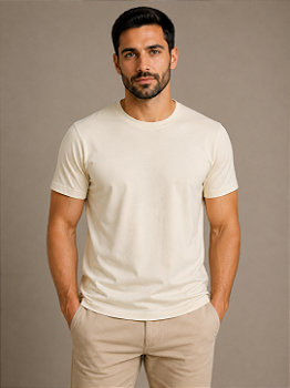 Camiseta Bege de Algodão Egípcio