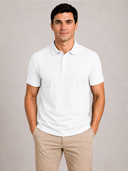 Polo Algodão com Elastano Branca Confortável