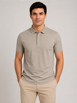 Polo Algodão com Elastano Bege Confortável