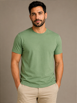 Camiseta Verde Oliva de Algodão Egípcio
