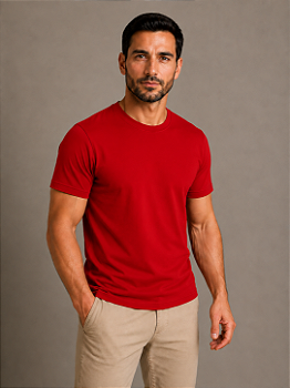 Camiseta Vermelha de Algodão Egípcio
