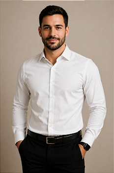 Camisa Social, Masculina, Branca