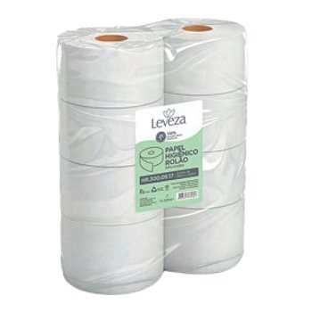 Papel HIgiênico Folha Simples 9x300m c/ 08 Rolos Leveza