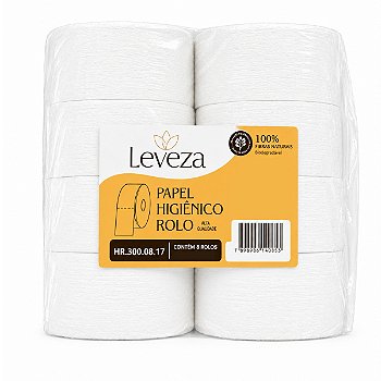 Papel Higiênico Folha Simples 08x300m c/ 08 Rolos Leveza
