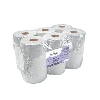 Papel Toalha Bobina Folha Simples 19x200m c/ 06 Rolos Leveza
