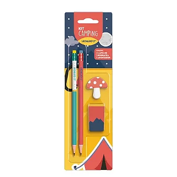 KIT LAPIS + BORRACHA + APONTADOR CAMPING