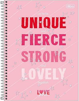 Caderno Universitario 10x1 Capa Dura Love Pink