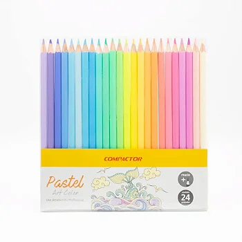 Lápis De Cor Compactor 24 Cores Pastel