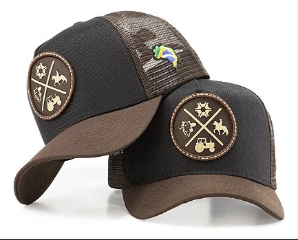 Boné Agro Trucker Telinha Marrom e Preto