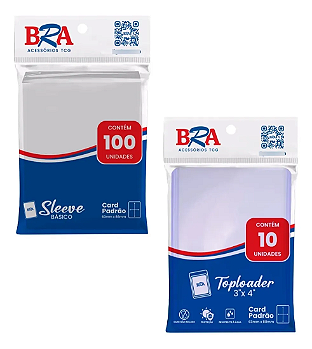 100 Sleeve + 10 Toploader BRA Para Pokemon, Magic E Outros