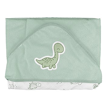 Toalha Com Capuz Forrada Dinossauro Verde