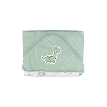Toalha Com Capuz Forrada Dinossauro Verde