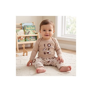 Conjunto Estampado Suedine Menino Safari Tam P