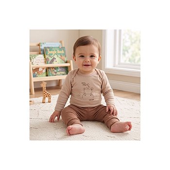 Conjunto com Bordado Suedine Menino Safari Tam P