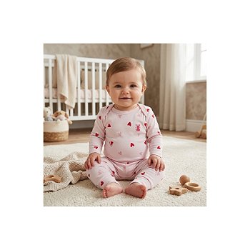 Conjunto Estampado Suedine Menina Coração Tam G