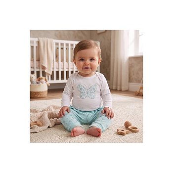Conjunto Estampado Suedine Menina Borboleta Verde Tam G