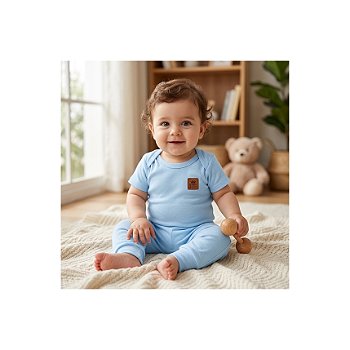 Conjunto Liso Algodão Pima Azul Claro Tam G