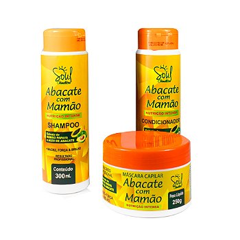 Kit Capilar de Abacate com Mamão com 03 itens Soul Cosméticos