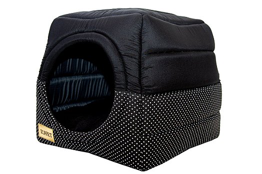 Cama Iglu e Toca Para Cachorro Luppet Luxo Preto Poa Tamanho:M