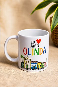 Caneca Eu amo Olinda 330 ml Cerâmica