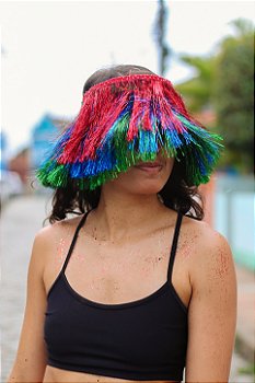 Viseira de Carnaval Colorida com Franja