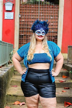 Conjunto Kimono e Top Lurex Azul