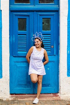 Vestido Suede com Paetê Branco