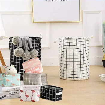 Cesto de Roupa Dobrável Linho Organizador