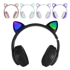 Fone de Ouvido Bluetooth LED Gatinho Cores Sortidas