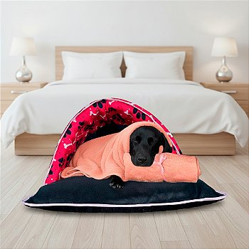 Kit Saco de Dormir Pet Impermeável Téo 02 pçs Cor:Pink com manta rosa