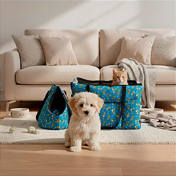 Kit Transporte Bolsa Colchonete Impermeável Top Cor:Dino Azul