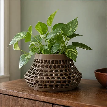 Karen | Vaso Baixo com Malha Voronoi Criandê