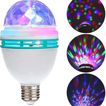 Lâmpada LED Bola Maluca RGB Giratória 7 Leds Festa