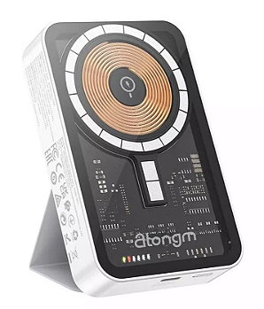 Power Bank Atongm 10000mAh 20W Magnético Sem Fio Preto