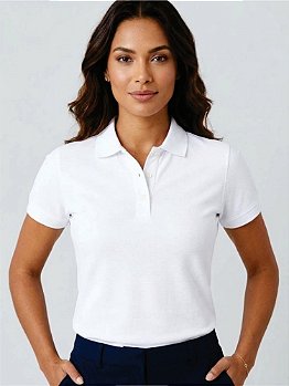 Camisa Polo Baby Look Branca