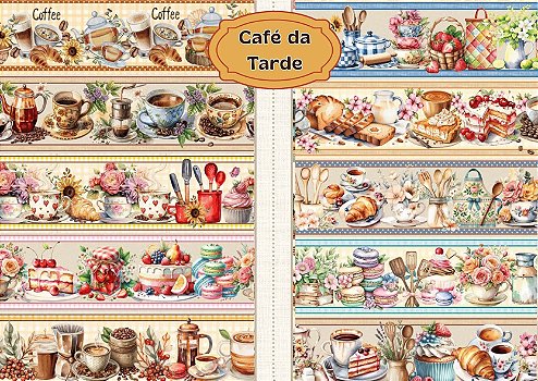 Tricoline Barrados Digitais - Café da Tarde