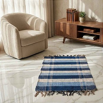 Tapete Artesanal Xadrez Mini 40x60 cm – kIT 2 unidades (Cores Sortidas)