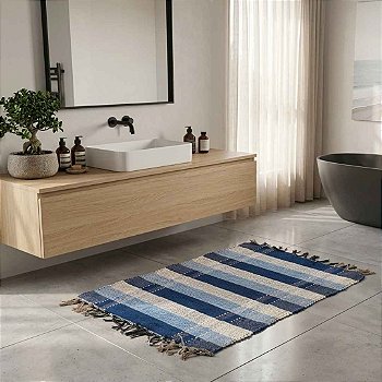Tapete Artesanal Xadrez Mini 40x60 cm – kIT 4 unidades (Cores Sortidas)