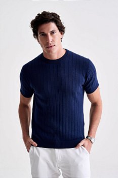 Camiseta Tricot Canelada - Marinho