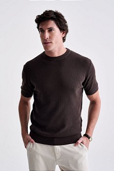 Camiseta Tricot Texturizada - Marrom