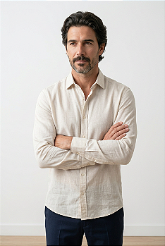 Camisa Social Masculina Bege