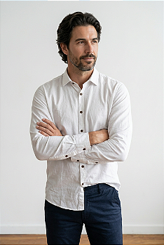 Camisa Social Masculina Viscolinho